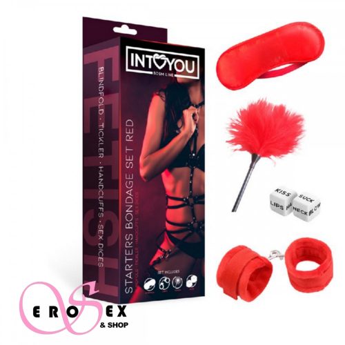 INTOYOU BDSM LINE BONDAGE SZETT KEZDŐKNEK KEZDŐKNEK 4 RÉSZES PIROS