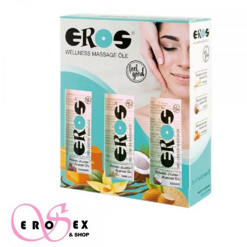 Eros wellness masszázs olaj készlet 3x50ml vanília, kókusz, karamell