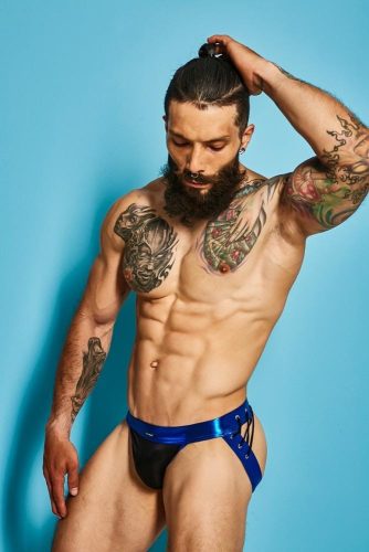 C4M-Desire Jockstrap-BlueLeatherette-M