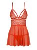 838-BAB-3 babydoll & thong red  S/M