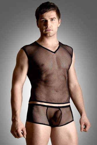 Net set - shirt and thong - black {} M/L